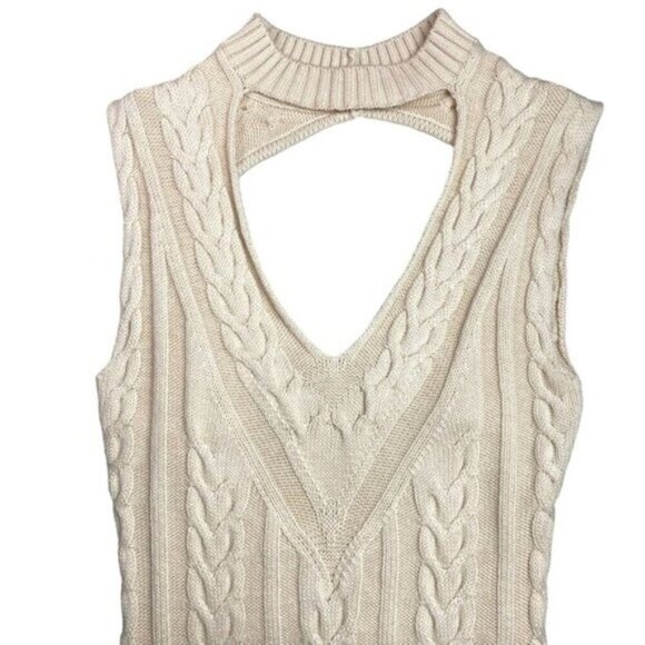 MARCIANO Cable Knit Open Back Choker Sweater Dress Size XS - Picture 2 of 4